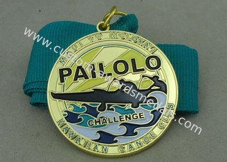 Synthetic Ribbon Medals With Zinc Alloy Gold Die Casting Swimming Medal