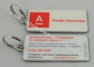 Double Side Offset Printing Promotional Keychain , Stainless Steel Square Keychain