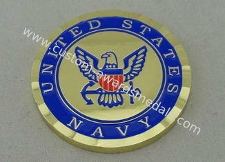 U.S Navy Personalized Coin by Brass Die Struck And 1 3/4 Inch , Transparent Box Packed